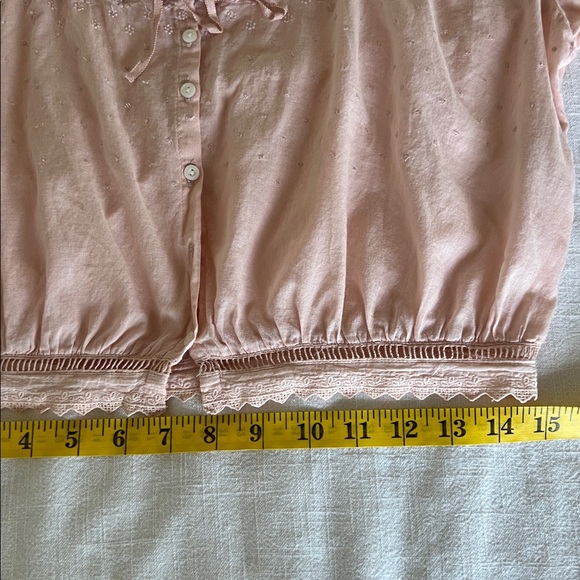 Doen 100% organic cotton pale Pink Textured Blouse cropped - Picture 10 of 11